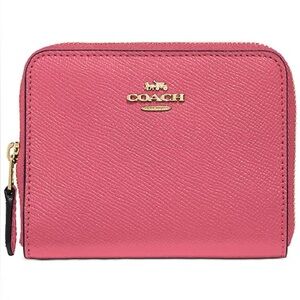 Coach Crossgrain pink small zip around wallet